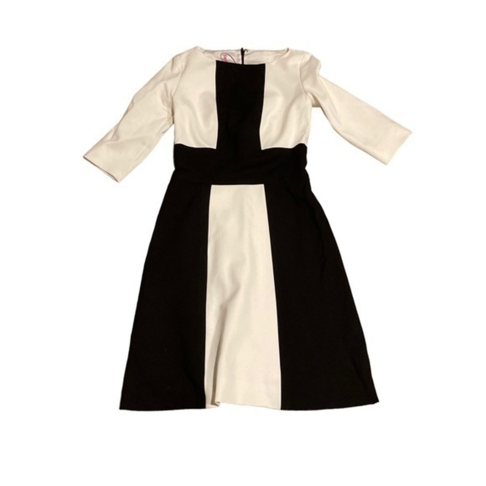 Tom and Linda platt custom black and creamy white dress